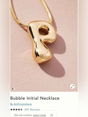 Anthropologie Gold Bubble Initial 'P' Pendant Necklace